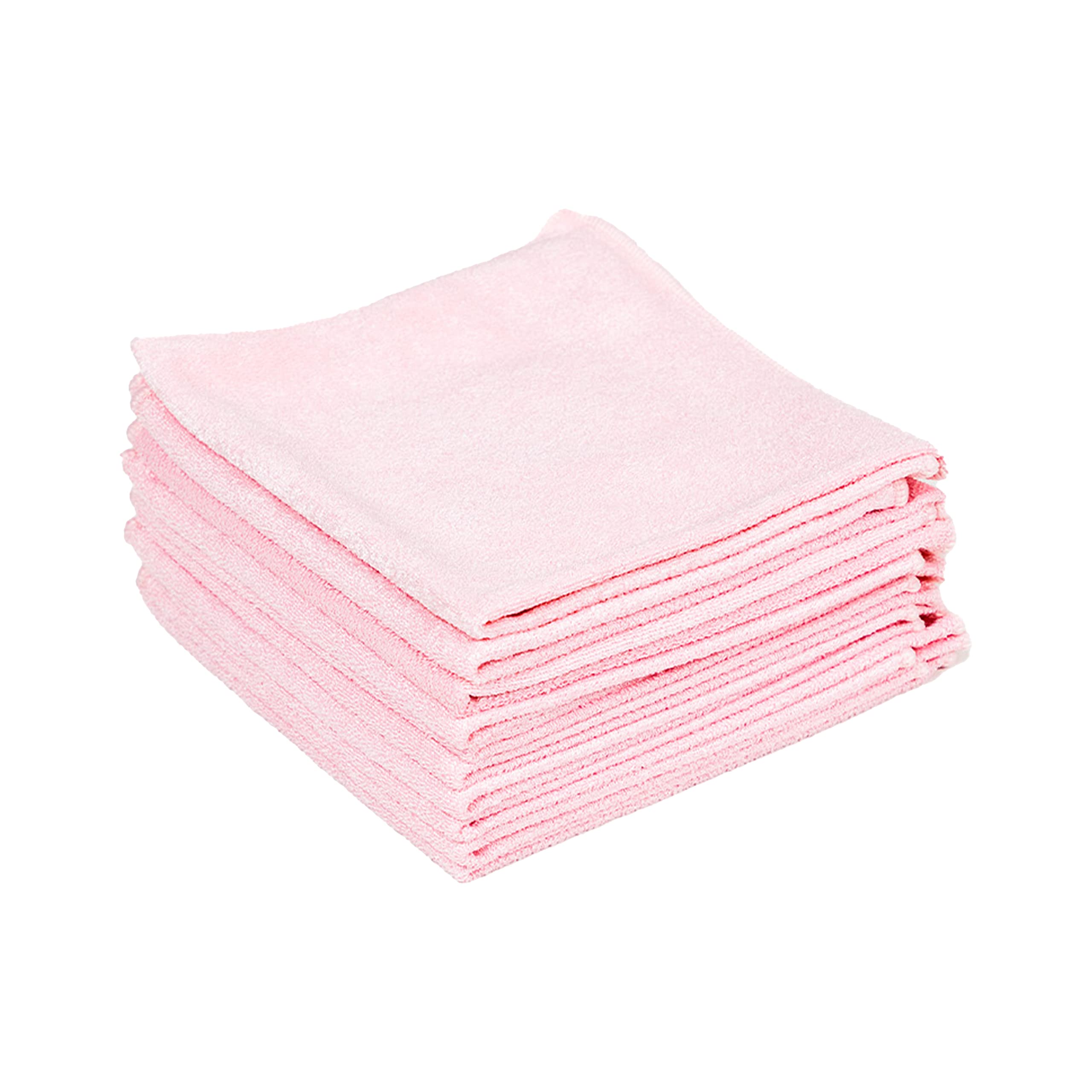 VIOVIE Professional Micro Cloth Pack of 10 40x40 cm Pink Cleaning Cloths with Maximum Absorption of Dust, Dirt and Liquid, Durable Microfibre All-Purpose Cloths with Edge Protection Against Scratches