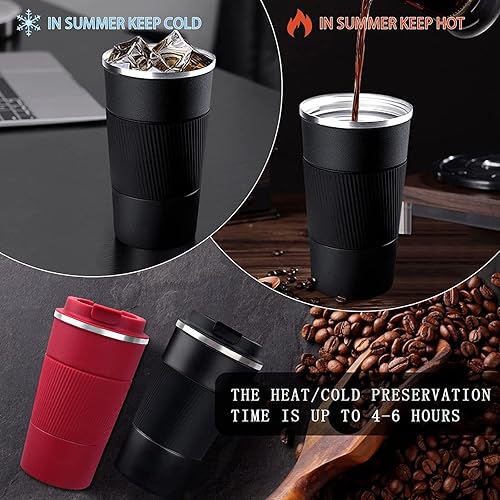 GEMFUL 13 Oz Travel Coffee Mug - Stainless Steel Insulated Tumbler With Leak Proof Lid