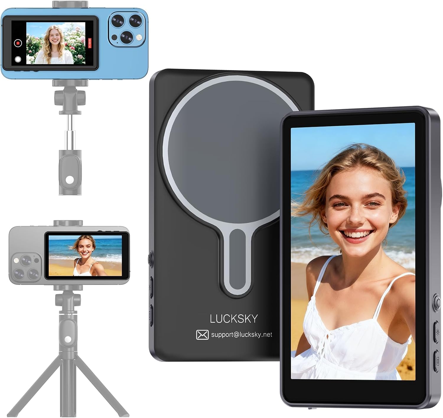 Photo 1 of Vlog Selfie Monitor Screen, Vlog Magnetic 4K 30fps Video Recording for iPhone & Android, Wireless Screen Mirroring with Remote Control, Content Creator Essentials, Live Stream & TikTok