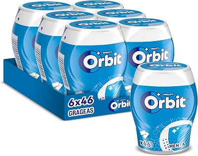 Mint Kaugummi 6 x 46 Dragees – Zuckerfreier Minz Kaugummi – Wrigley’s Orbit Bottle Pack