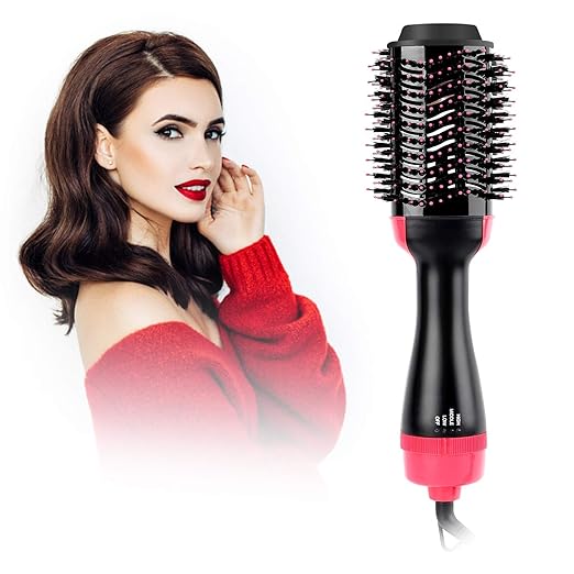 HEMIZA ZAMKAR 2 in 1 Upgrade Feature Anti-scald Negative Ion Hot Air Hair Brush and Volumizer (Black)