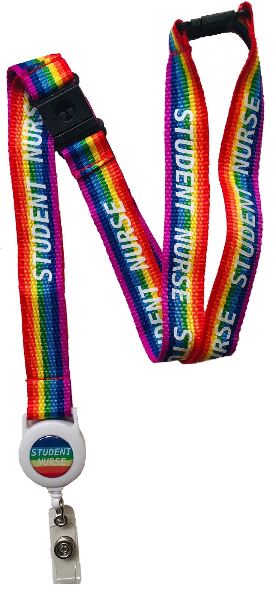 20mm Student Nurse Rainbow Lanyard with Integrated Badge Reel & 3 Point Safety Breakaway