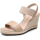 DREAM PAIRS Womens Open Toe Espadrilles Dressy Platform Sandals Slip on Elastic Ankle Strap Wedges Sandals
