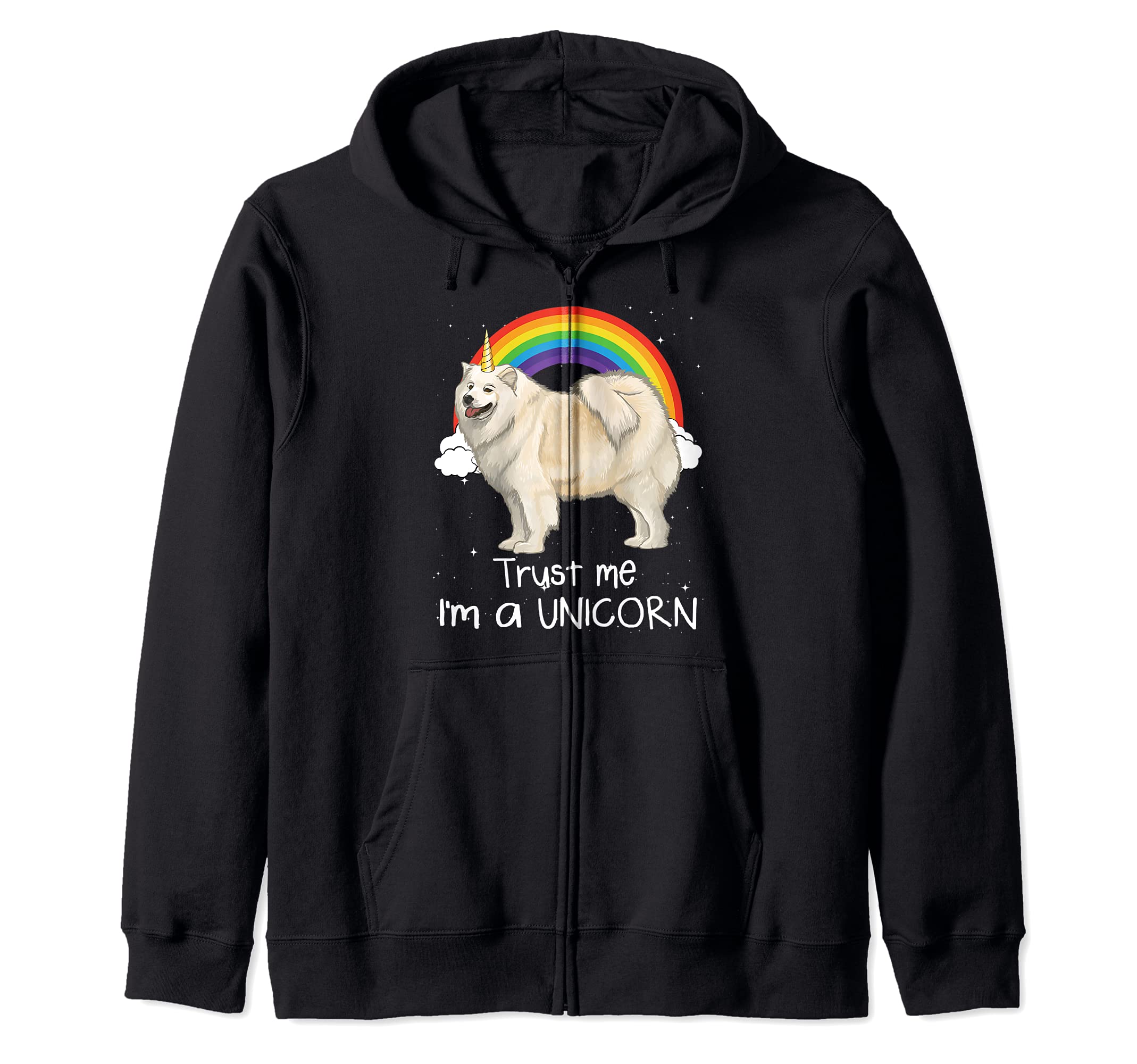 Rainbow Samoyed Trust Me I'm A Unicorn Dog Zip Hoodie
