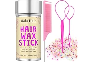 Dolahair Hair Wax Stick & Accessories - Flyaway Control for Kids & Women, 50 Pcs Colorful Elastic Hair Bands, 1 Pcs Slick Bac