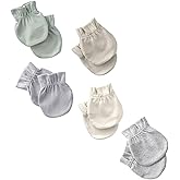 Butterblu Morgan 5-Pack Mitts 100% Organic Cotton No Scratch Mittens for Newborn Baby Boys & Girls, Sorbet, One Size