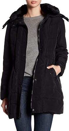 kenneth cole faux fur hooded coat