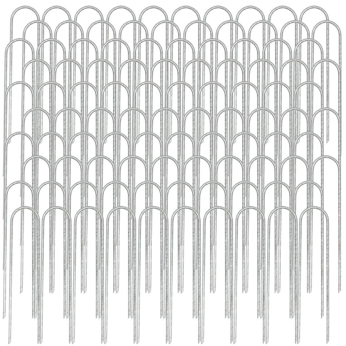 AMANKA set of 100 pcs Pegs Ø3,2mm galvanized steel 150x30mm to anchor nettings tarpaulins to the ground U-shaped Rounded