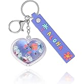 Stitch Liquid Keychain, Official Disney Heart Bag Charm with Wristlet Strap for Backpacks & Purses, Valentines Gifts for Her