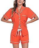 COLORFULLEAF Womens 100% Cotton Pajamas Short Set