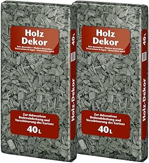 Floragard Mulch Universal Holzdekor anthrazit grau 2 x 40 L • Rindenmulch • in dunkler Färbung • zum Abdecken • dekorativer Bodenbelag • unterdrückt Unkrautwuchs • 80 L