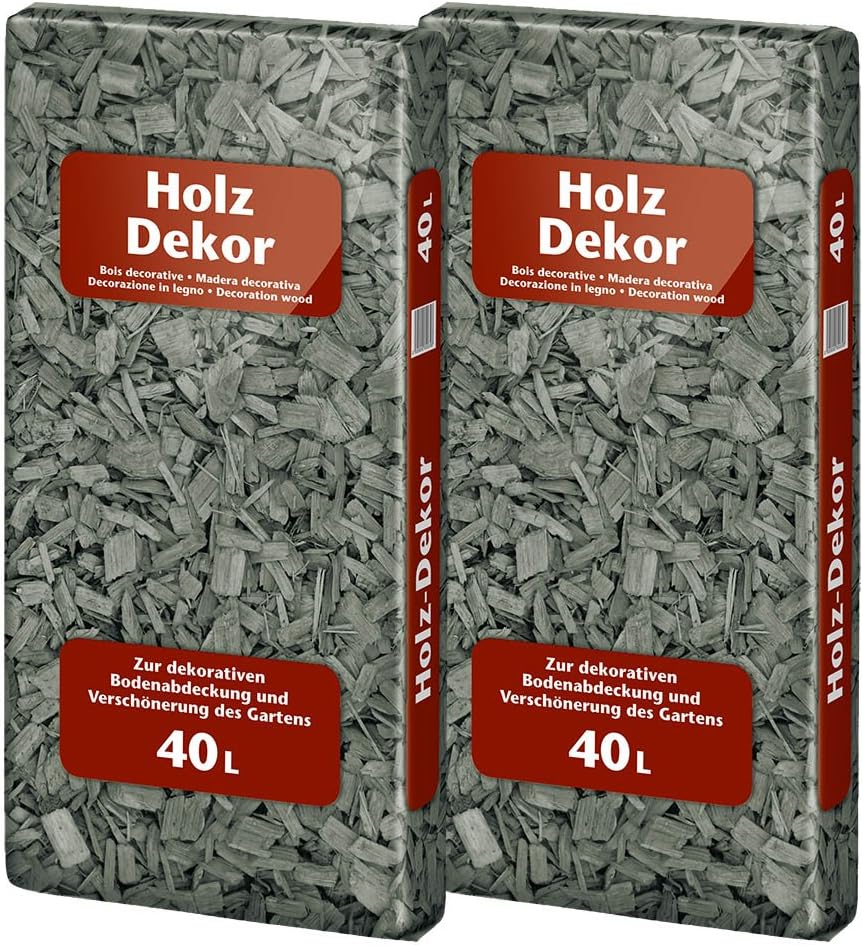 Floragard Mulch Universal Holzdekor anthrazit grau 2 x 40 L • Rindenmulch • in dunkler Färbung • zum Abdecken • dekorativer Bodenbelag • unterdrückt Unkrautwuchs • 80 L