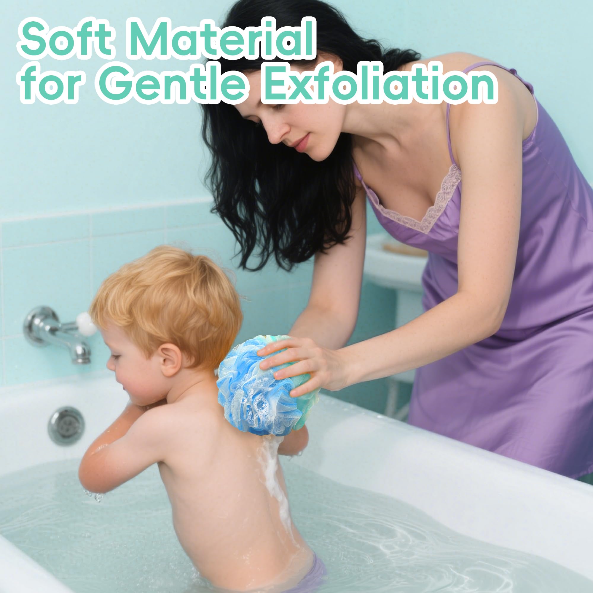 LCZLBath Loofah 4 Pack 75g Extra Large Loofa Set Soft Bath Sponge Thick Body Wash Puffs for Shower