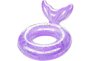 HeySplash Mermaid Pool Float, Mermaid Tail Shaped Pool Swimming Float Tube Ring Floatie, Water Fun Beach Party Swimming Pool 