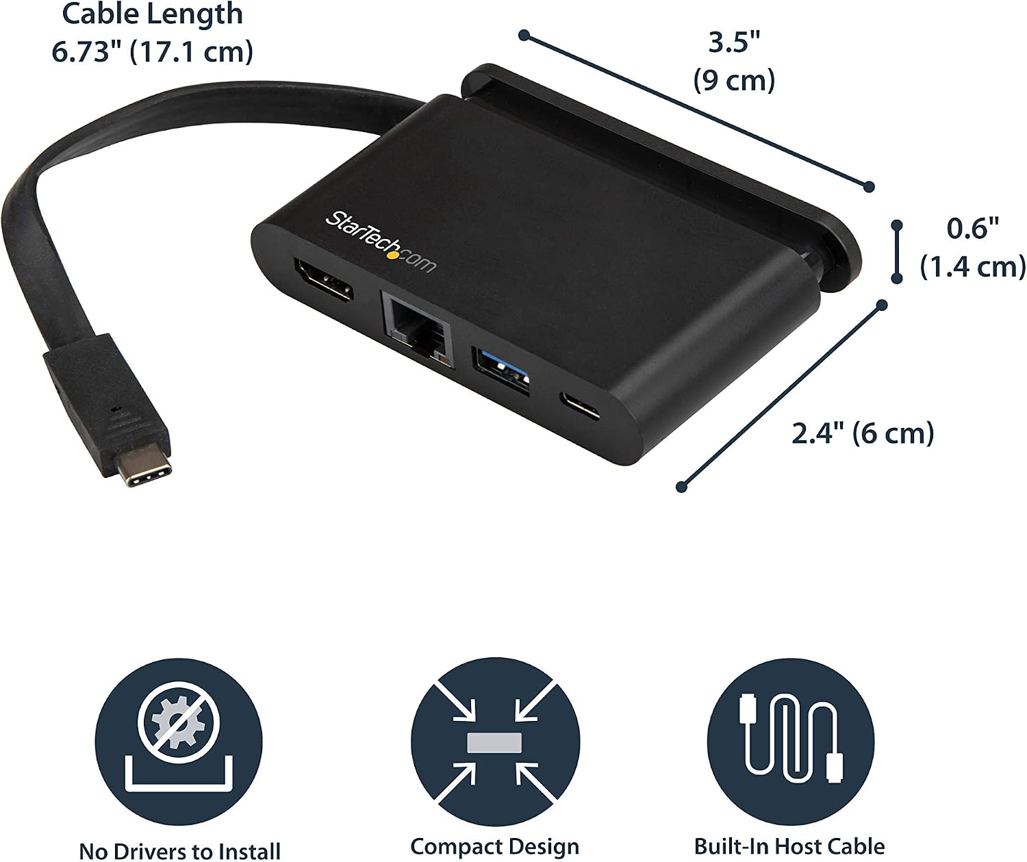 StarTech.com USB C Multiport Adapter, Portable USB-C Dock with 4K HDMI, 100W PD 3.0 Pass-Through, 1x USB-A, 1x USB-C, GbE - Image 5