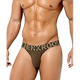 Arjen Kroos Mens Thong Wide Band Low Rise Pouch Bikini Underwear Cotton Thongs for Mens Lingerie Athletic Supporters