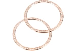 SUPVOX 2pcs Rose Gold 40mm Watch Bezel Ring with Diamonds, Shiny Metal Replacement Bezel Cover,