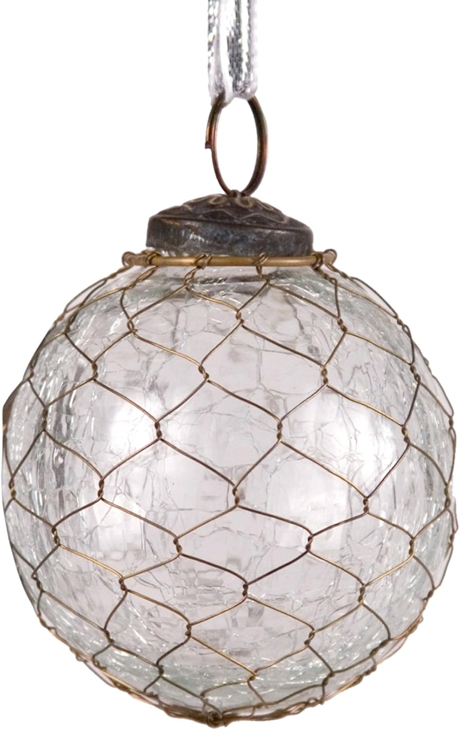 Antique Wire Rope Glass 3" Ball Ornament Home & Kitchen