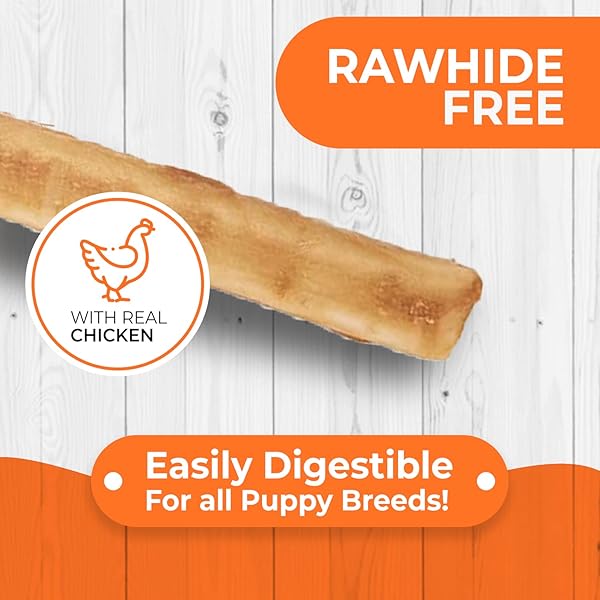 CANINE NATURALS PUPPY CHICKEN AND RICE CHEW – RAWHIDE FREE PUPPY TREATS – MADE WITH USA CHICKEN – ALL-NATURAL & EASILY DIGESTIBLE – 40 PACK OF 5-INCH STICKS FOR PUPPIES