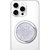 Magnetic Retractable Phone Stand, Phone Grip, Suitable for Round Foldable Phones and Tablet Accessories - Transparent Shine (Silver)