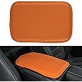 Amiss Auto Center Console Pad, PU Leather Car Armrest Seat Box Cover Protector, Universal Waterproof Non Slip Soft Center Console Armrest Pad for Most Vehicle, SUV, Truck, Car (Orange)