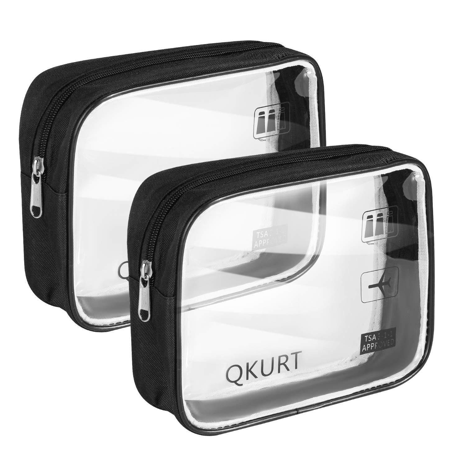 QKURT 2pcs/Pack Transparent Waterproof Toiletry Bag Travel Luggage Pouch, Portable PVC Clear Cosmetic Makeup Bag Pouch for Bathroom, Excursion| Practical Transparent Makeup Bags