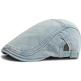 LXOrdora Men Denim Newsboy Flat Cap Ivy Driving Gatsby Cabbie Hat