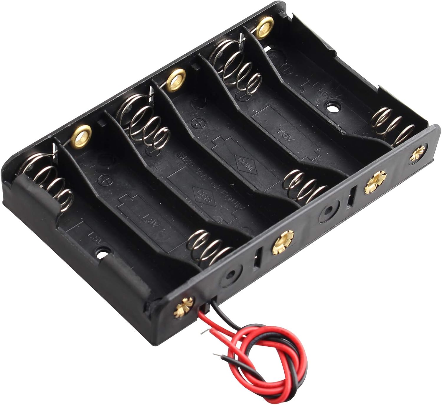 HALJIA 2Pcs 9V AA 6 x 1.5V Plastic Battery Holder Case Battery Storage Box with Wire Leads - Image 4