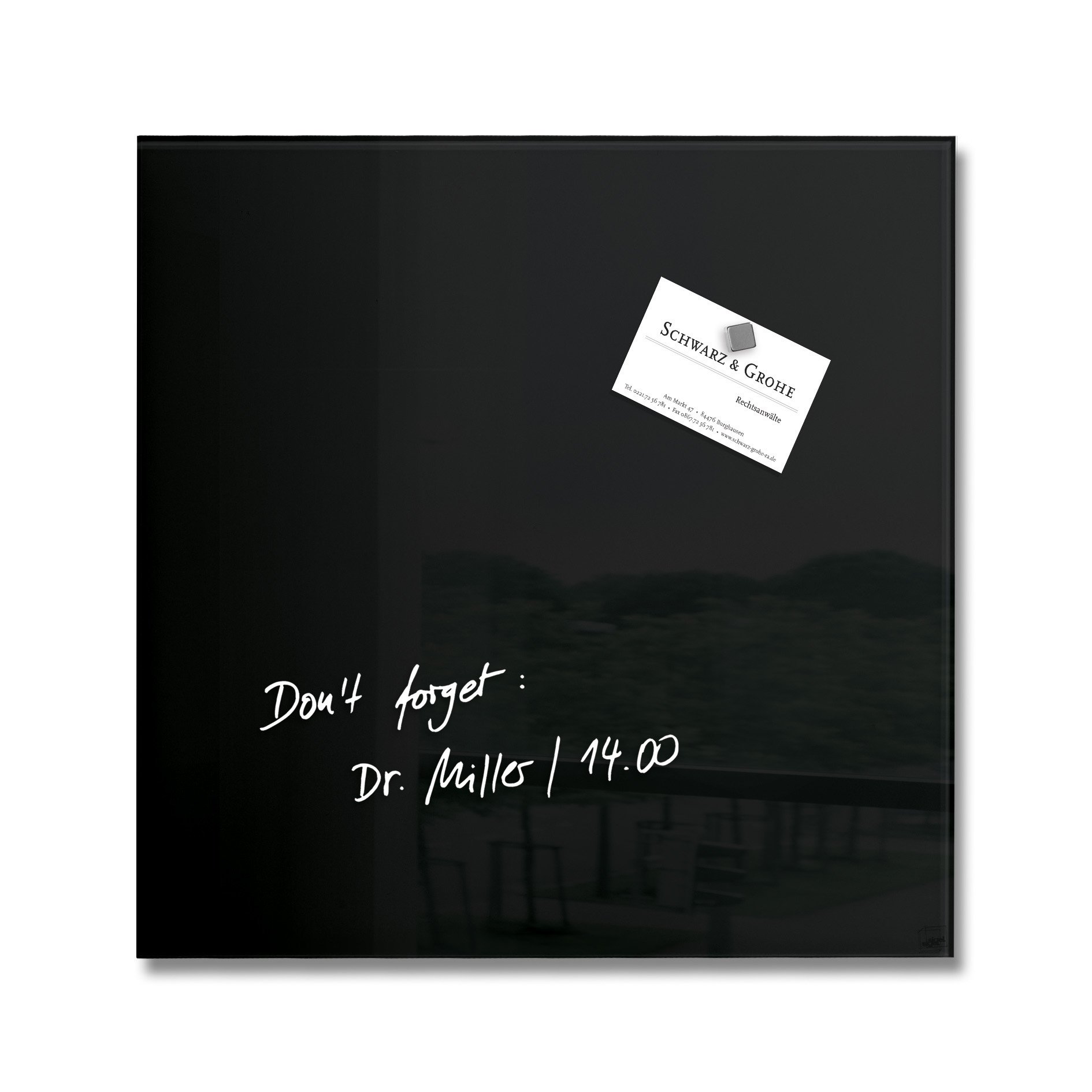 SIGEL GL157 Premium Glass magnetic Board, glossy surface, 30 x 30 cm, easy mounting, Black - Artverum