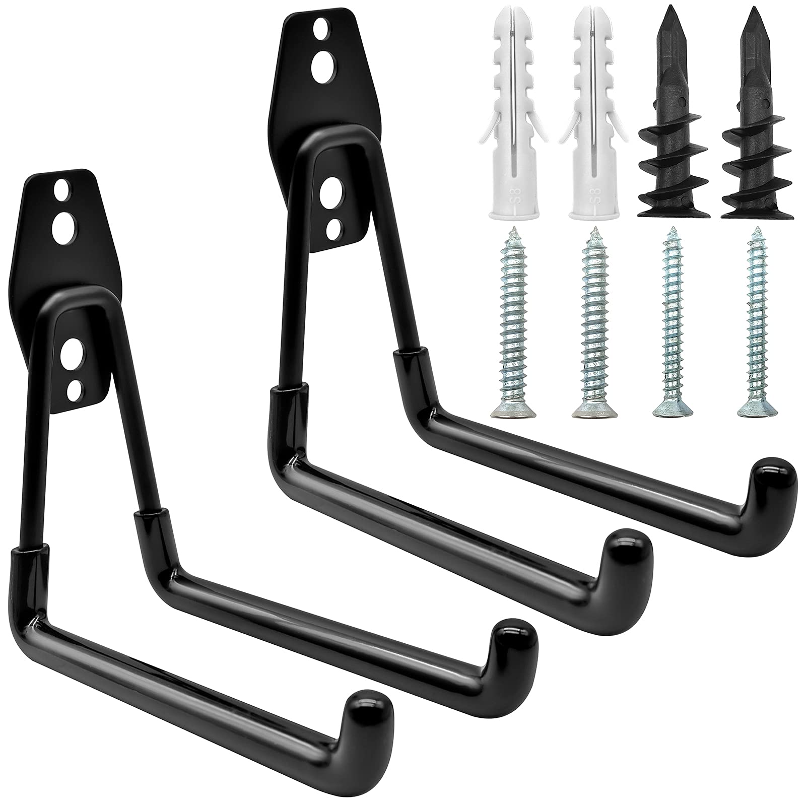 Cisolen 2 Pieces Garage Hooks Large Double Metal Wall Hooks Garage Storage Hook Bracket for Hanging Garden Tools
