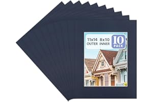 Golden State Art, Pack of 10, 11x14 for 8x10 Color Picture Photo Mat -White-core, Acid-Free - Great for Frames, Artwork, Prints, Pictures, Dignity Blue