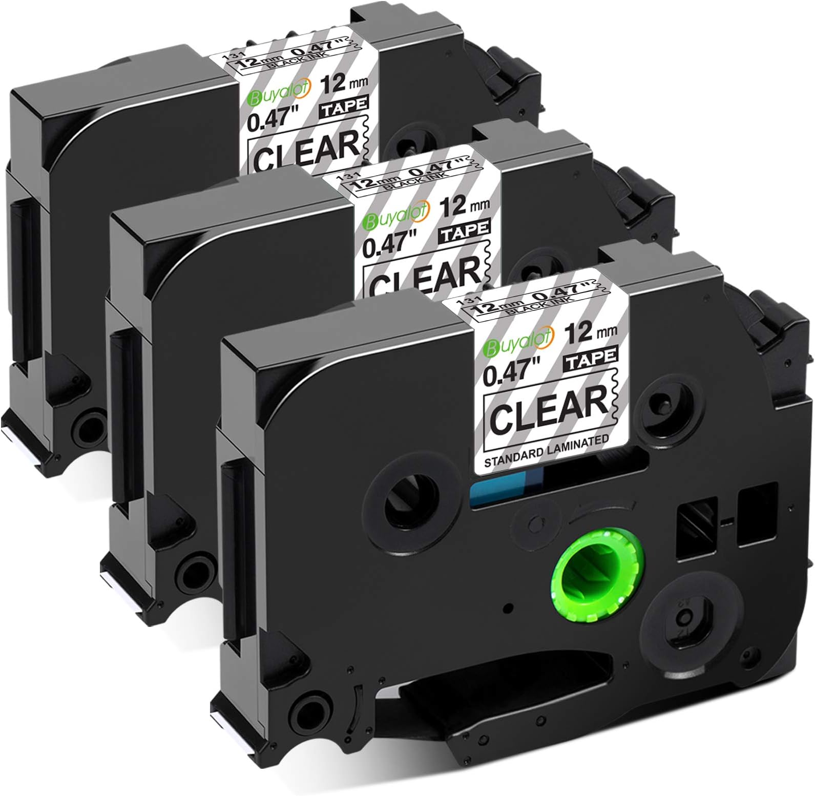 Compatible Brother Label Maker Tape Clear TZe-131 Label 12mm 0.47 Inch (0.47" x 26.2'), Black on Clear Label Tape TZe131 TZ Tape Compatible with P Touch PTD210 PTH110 PT1280 PT1880, 3-Pack