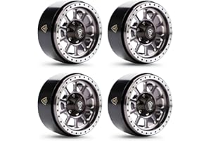Treal 1.9 Beadlock Wheels Heavy Duty CNC Aluminum Crawler RC Wheel 4pcs-Set for 1:10 TRX-4 Axial SCX10 II SCX10 III(Titanium) 116g/pc -Type C