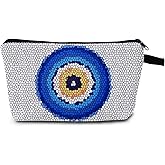 MoCaliduccious Mystic Eye Artistry Print Makeup Bag Blue Mystic Eye Cosmetic Organizer Gift for Birthdays Bohemian Lovers Travel Pouch for Women