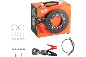 VEVOR PCP Air Compressor, 4500PSI/30Mpa Portable PCP Airgun Compressor with Built-in Power Converter, Auto-Stop | DC12V/AC120V | Oil & Water-Free Air Rifle, Paintball and Scuba Tank Compressor Pump