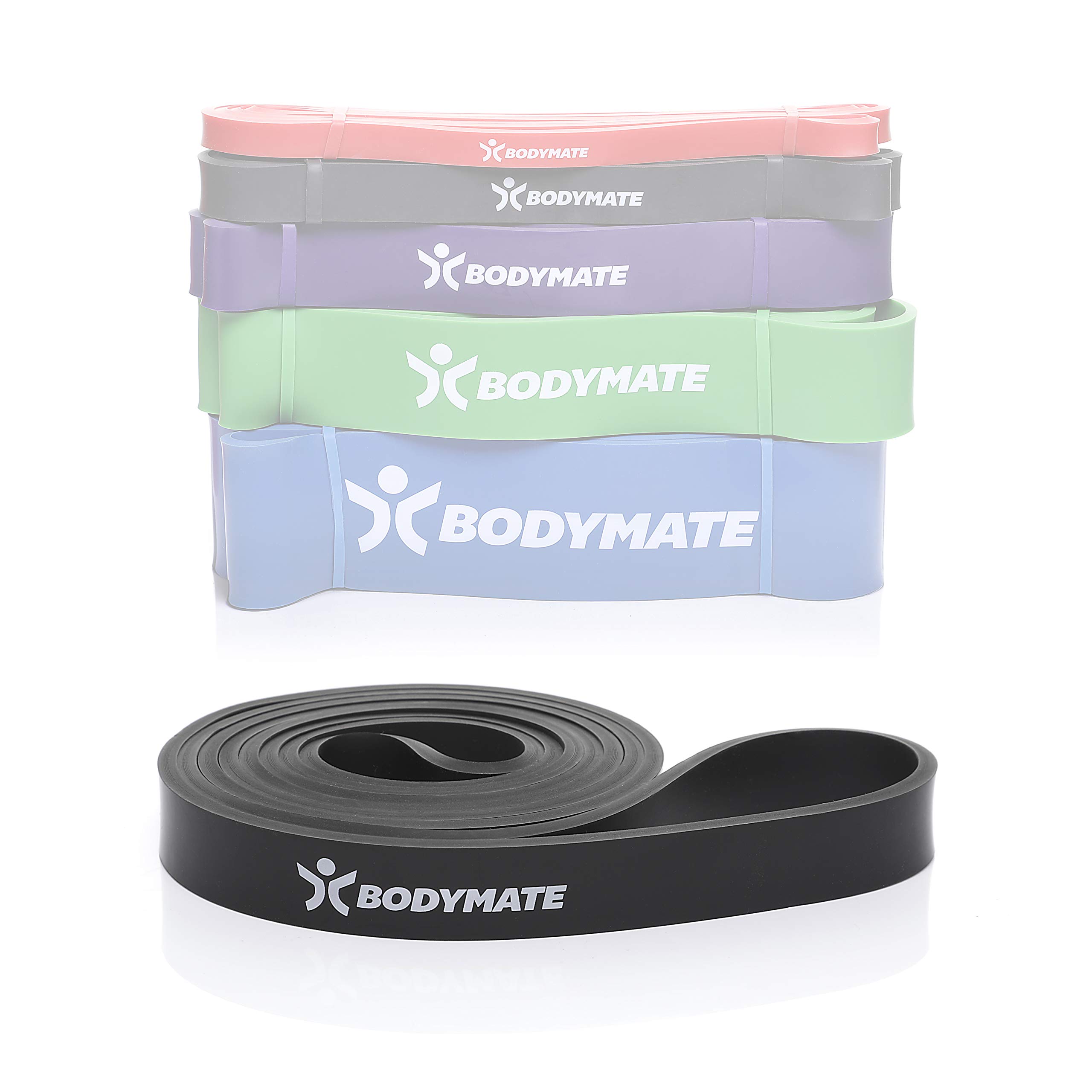 BODYMATE Premium Fitness Bands. 208cm elastic resistance band made from natural latex. Trains strength, endurance, coordination, flexibility. For beginners and professionals