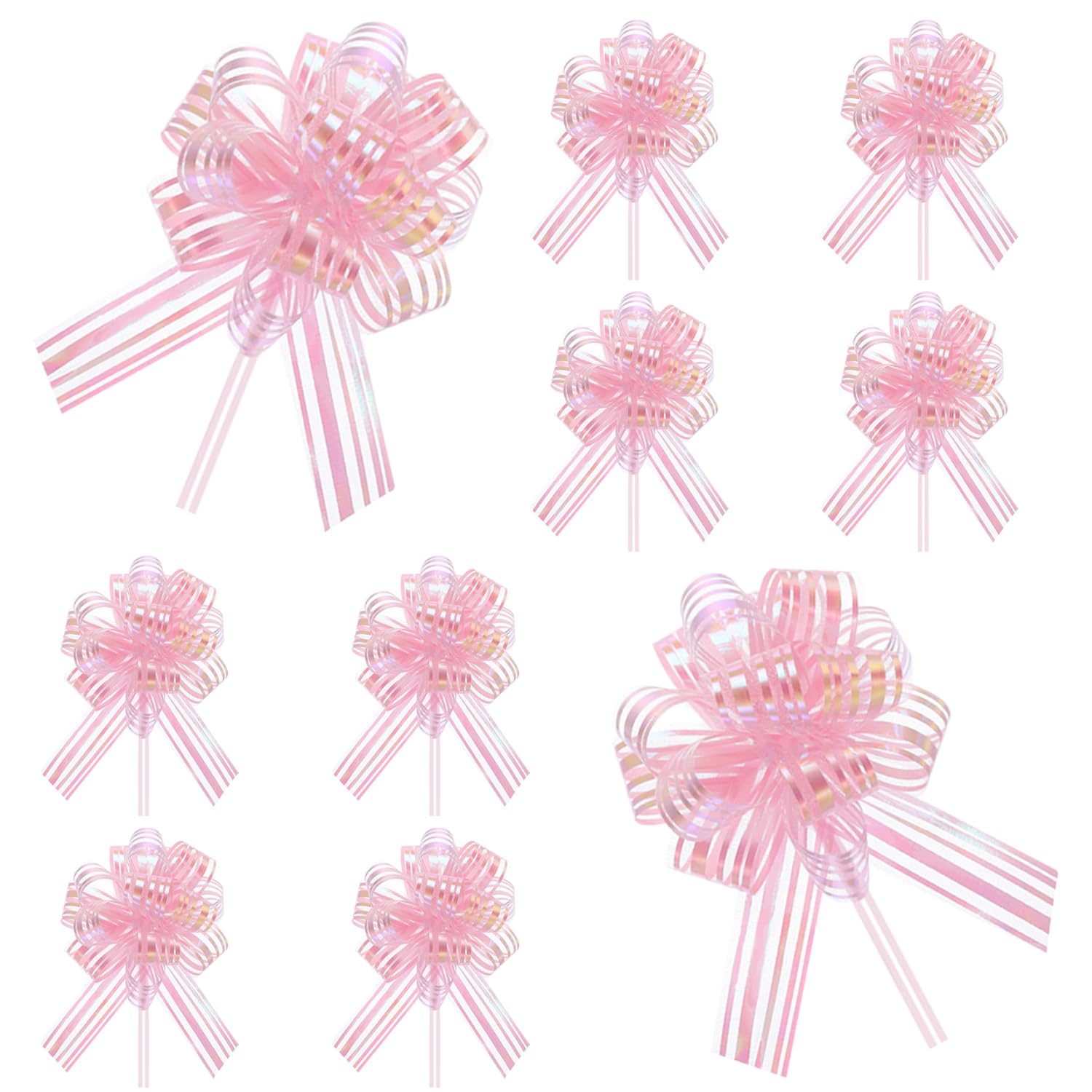 RIVIEVAL 10Pcs Pull Bows, 4inch Bows For Gift Wrapping pink Bows For Gift Wrapping Large Bows For Gift Wrapping Wedding Ribbon For Gift Wrapping, Wedding Decorations, Cars,Baskets(pink)