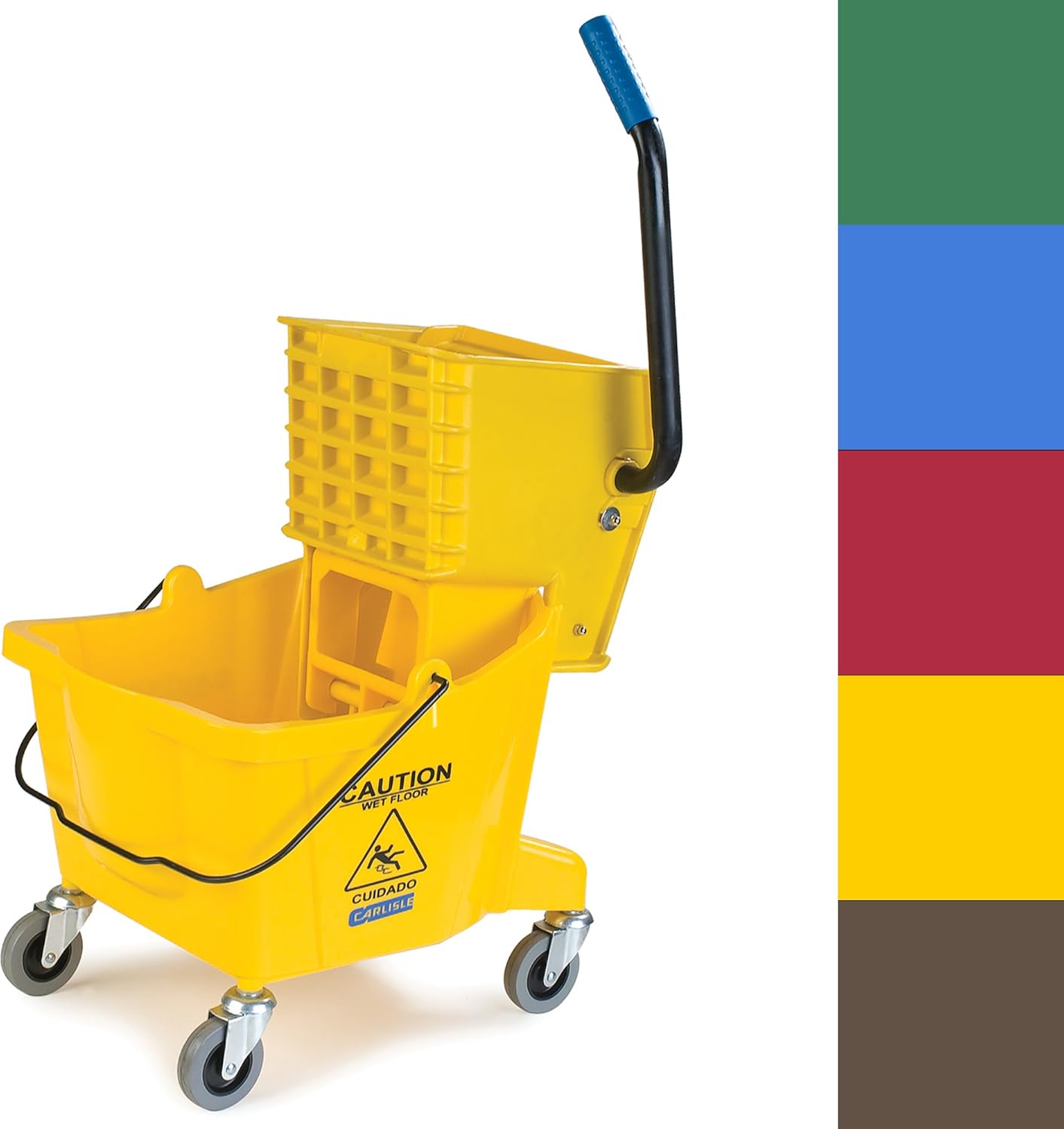 Carlisle 3690804 Commercial Mop Bucket with Side Press Wringer, 26 Quart Capacity, Yellow: Industrial & Scientific