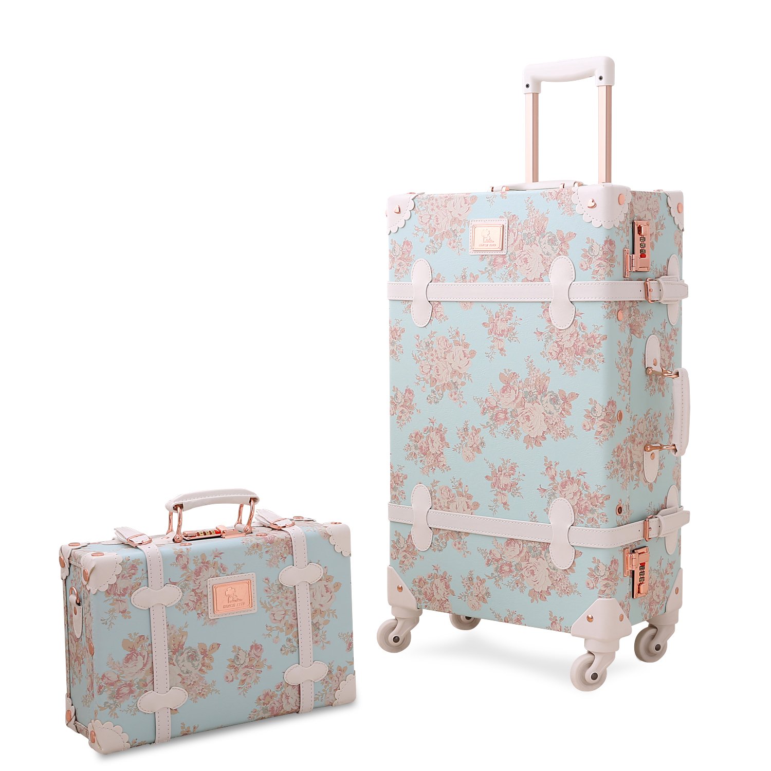Unitravel Luggage Set Vintage Floral Pcs Blue Desertcart Tunisia