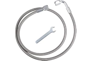 X AUTOHAUX 4AN Turbo Oil Feed Line 36" Turbo Feed Line Length Stainless Steel Braided AN4 90 Degree Straight Hose End Remote 