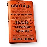 NGAEAK Brother Leather Journal Notebook from Sister Brother - to My Brother Engraved Vintage Leather Travel Journal Positive Embossed Writing Journal Gift for Graduation Birthday Christmas