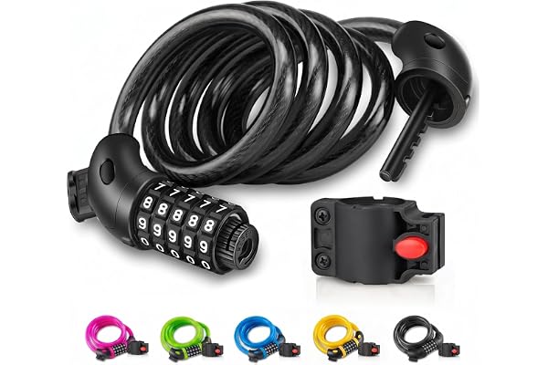 Bike Lock, 5 Digit Combination Bike Cable Lock，4ft Resettable Bicycle Lock | keyless operation, waterproof , easy to install.