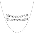 CLOSEUS 925 Sterling Silver 16/18/20/22/24" inch Chain Necklace Thin Box/Diamond/Water Wave/Beads/Figaro Cuban Chain Shiny & Sturdy for Women 1.55/1.8/ 2mm