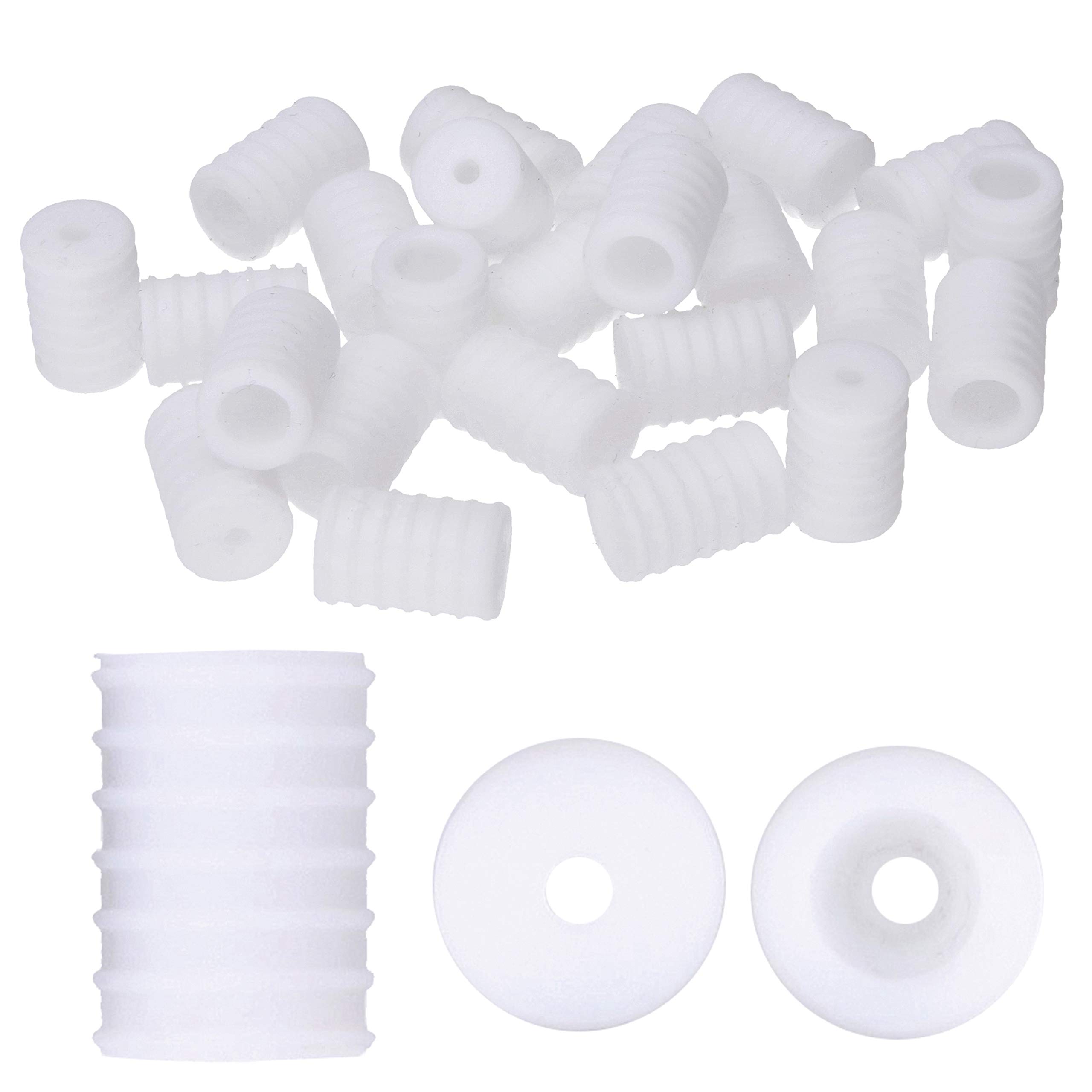 The Beadsmith Fablastic Cord Locks, 7x10mm Cylinder, White Color, Silicone Locks, 48 Pieces, for Elastic Cord Rope Adjuster Non-Slip Stopper