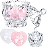 Tioncy 3 Pcs Large Body Powder Puff and Container Valentine's Day gift Powder Container with Puff Crystal Case Soft Washable Reusable Velour Face Body Glitter Wet Dry Makeup(Exquisite,Clear)