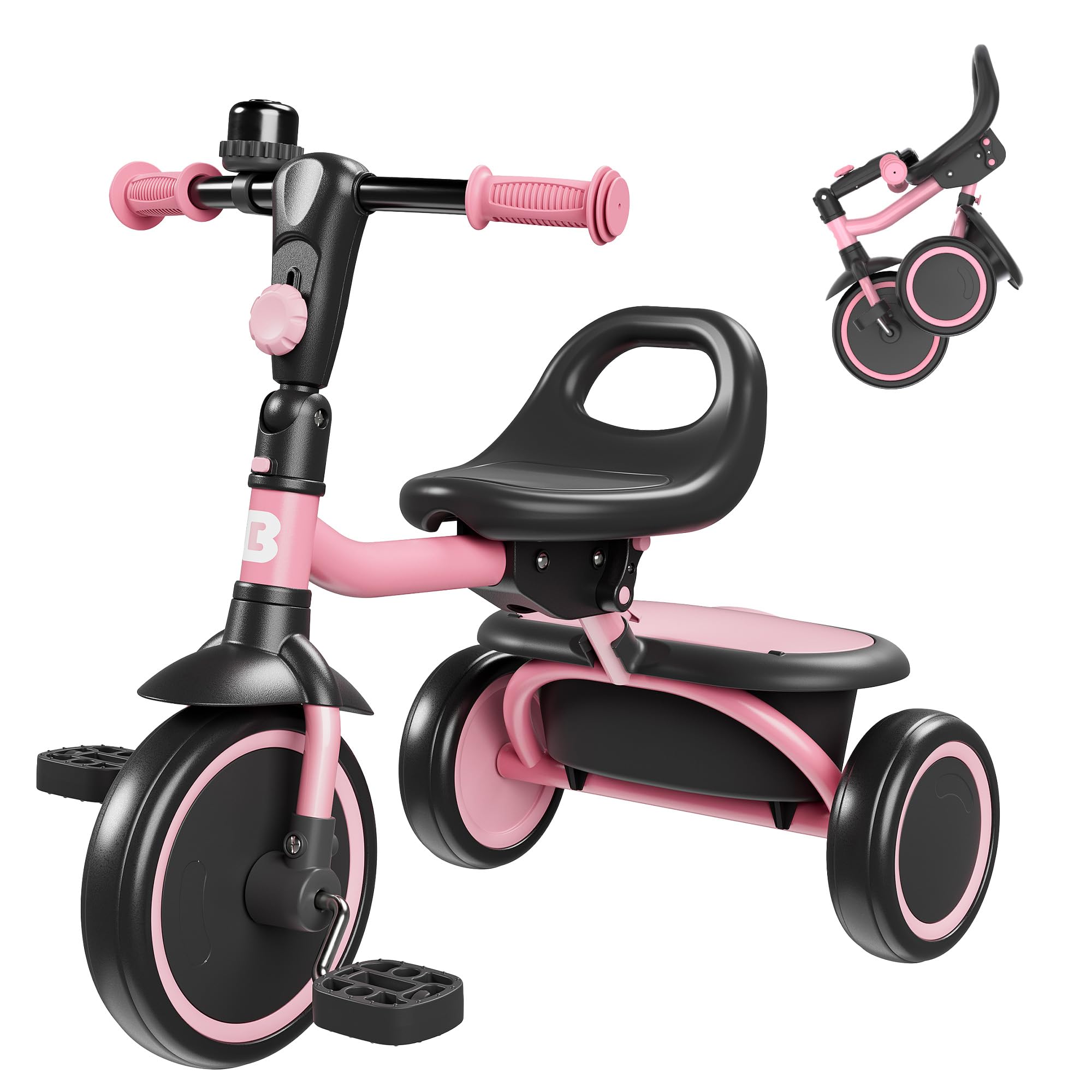 Photo 1 of besrey Toddler Tricycle with Bell, Kids Tricycle Age 18 Months to 5 Years, Kids Trike, Toddler Bike for 2-4 Year Olds, Baby Bike, Gifts & Toys for Boys & Girls, Pink