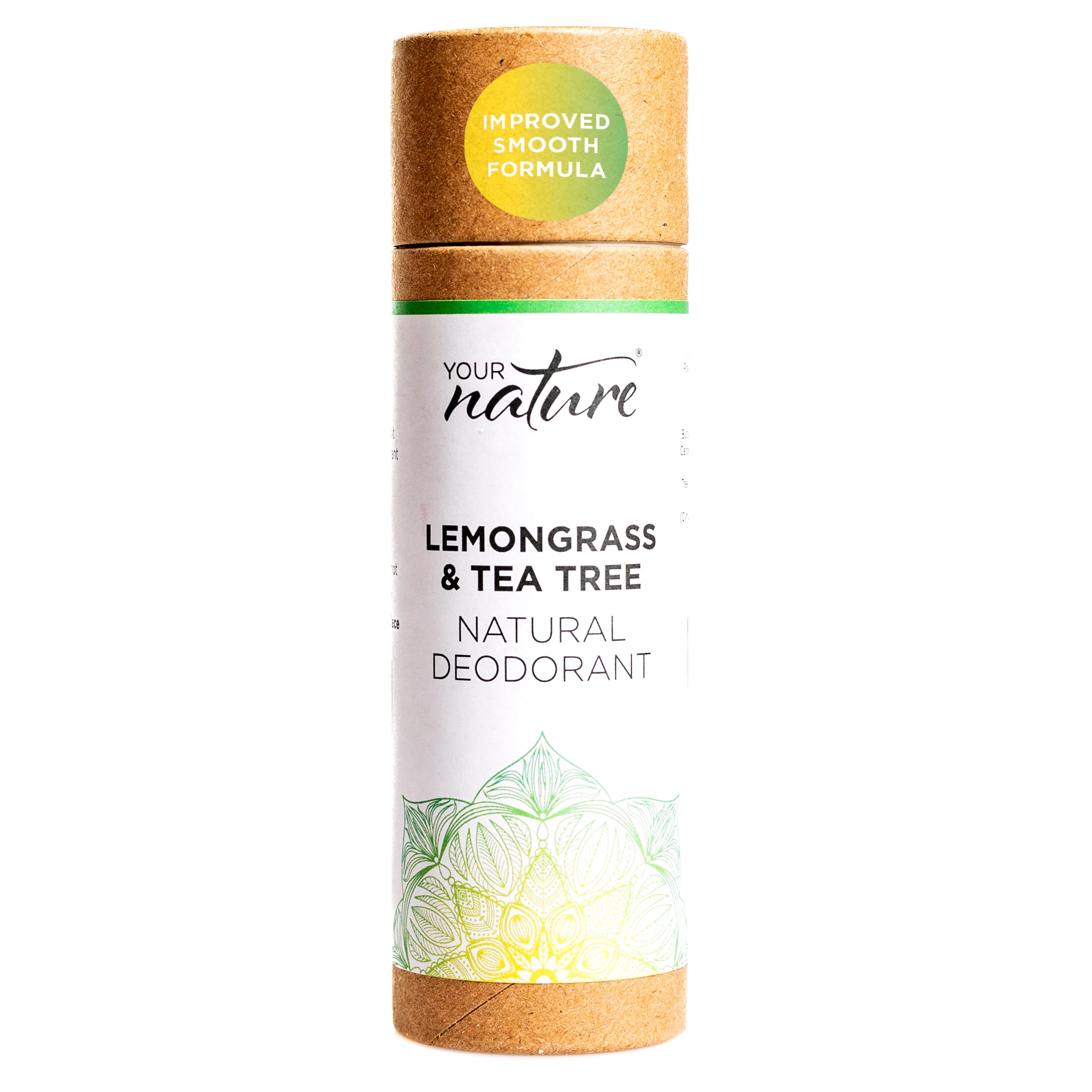 Your Nature Lemongrass & Tea Tree Natural Deodorant Stick – 70g, 100% Plastic Free, Recyclable, Toxin-Free, Vegan, Cruelty-Free, Eco-Friendly, Handmade in UK