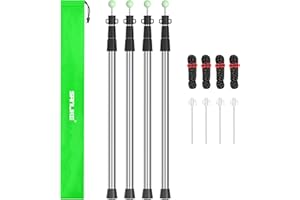SANLIKE Telescoping Tent Tarp Pole Set 4PCS Adjustable Camping Poles with Tent Stakes and Guy Lines, 33"-86.6" Upgrade Thicke