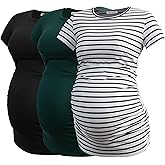 Smallshow Women's Maternity Tops Side Ruched Tunic T-Shirt Pregnancy Clothes