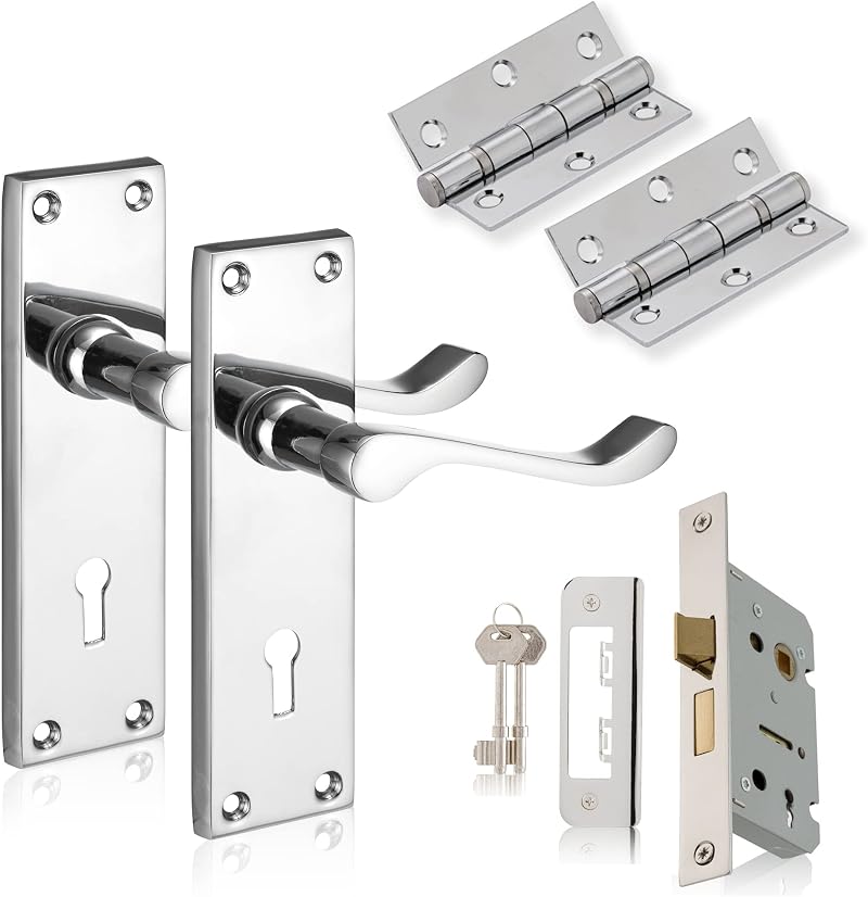 XFORT Chrome Elegance Range Victorian Lever Lock Set for Internal Doors